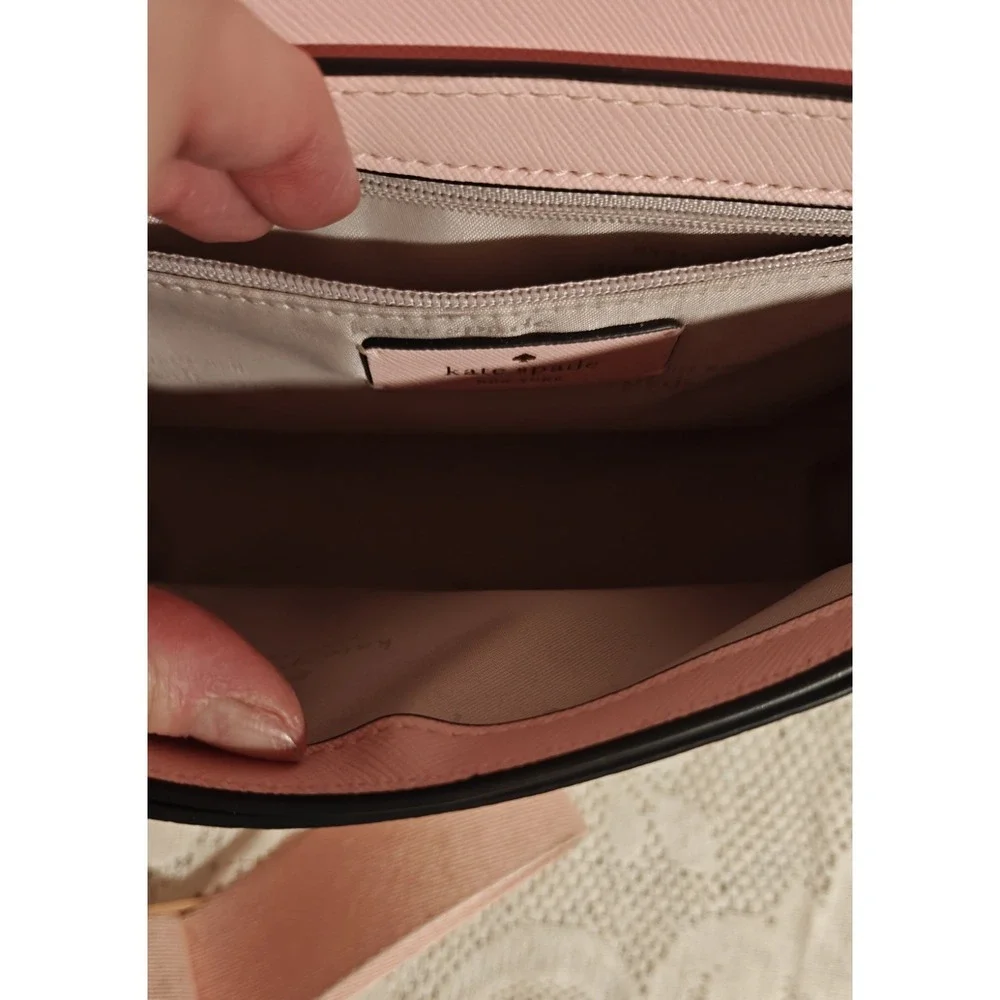 Kate Spade Madison Saddle Bag Light Pink Saffiano Leather Purse Pre Owned